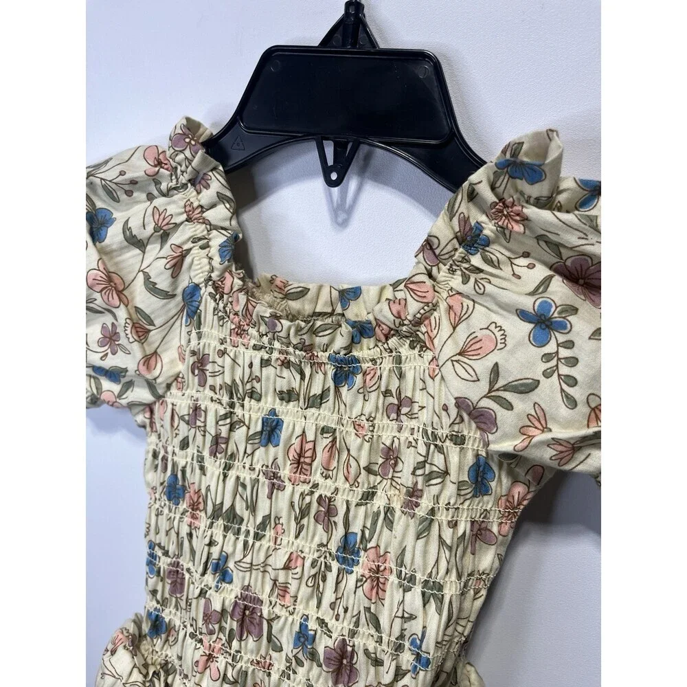 Rabbit + Bear Organic Cotton Floral Tiered Ruffle Dress Girls 2T Short Sleeve